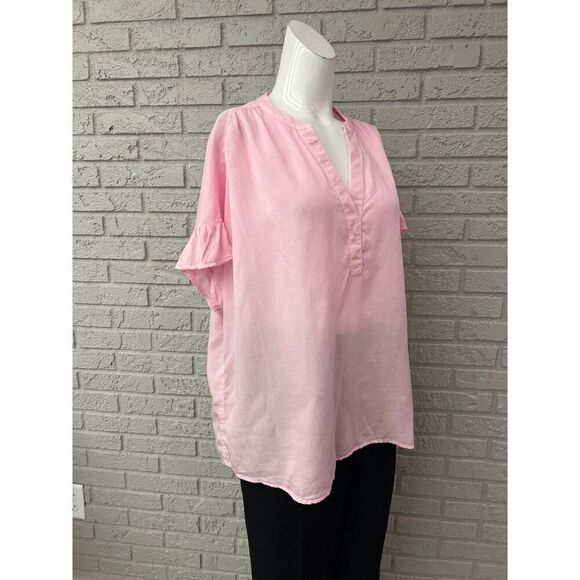 Crown & Ivy Women Pink Oversized Hi-Lo Blouse Size L - Picture 3 of 7